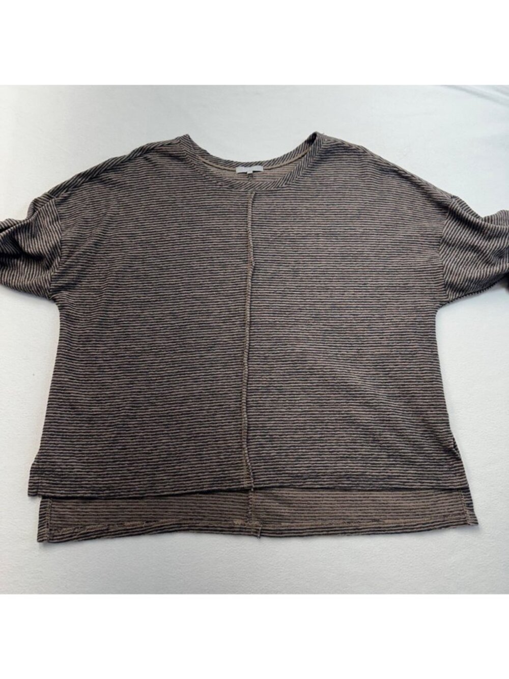 Habitat Cotton Boxy Top Womens Size XL 3/4 Sleeve Neutral Lagenlook Casual - Picture 6 of 12